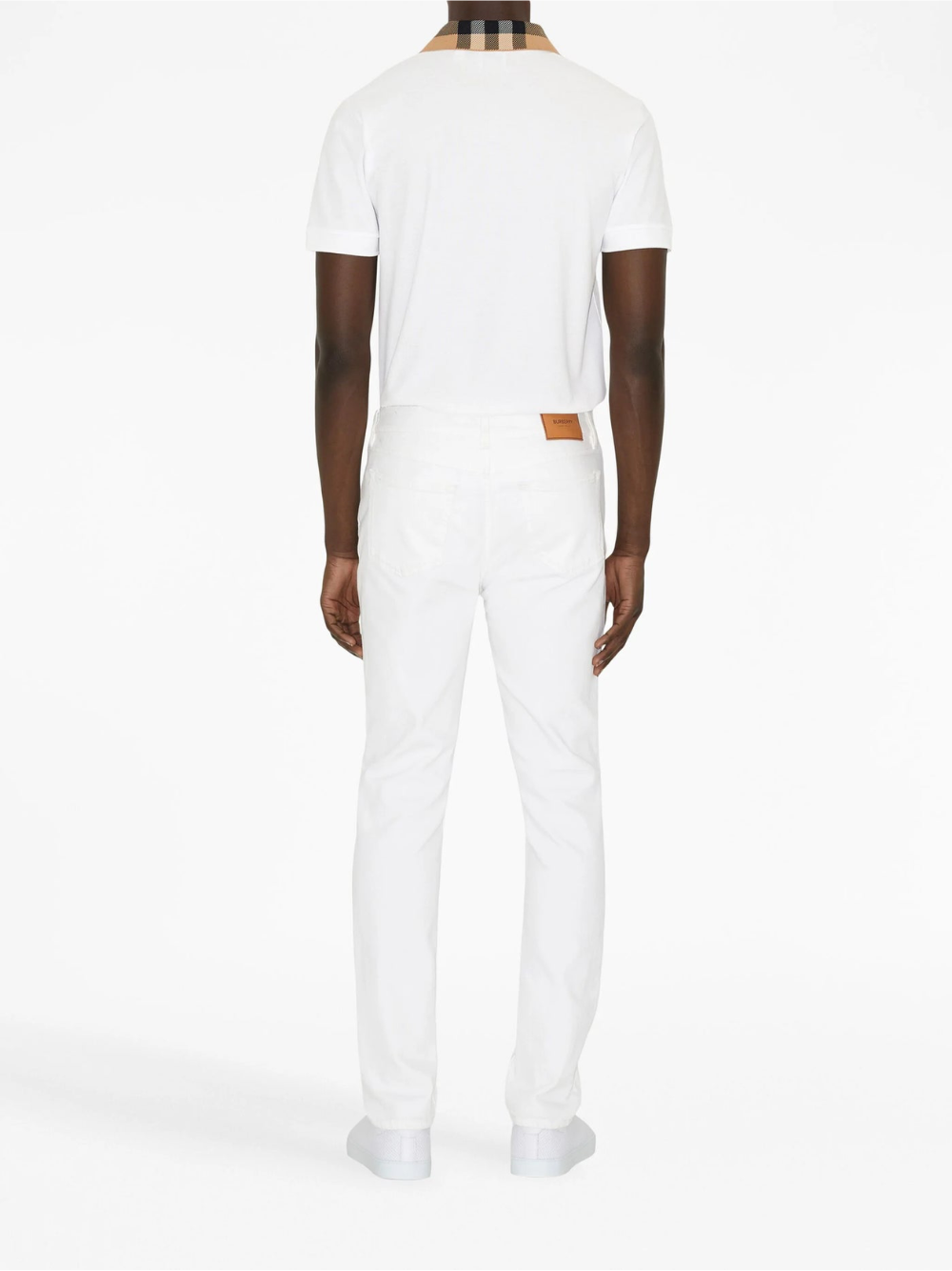 Burberry Vintage Check Print Collar Polo Shirt White