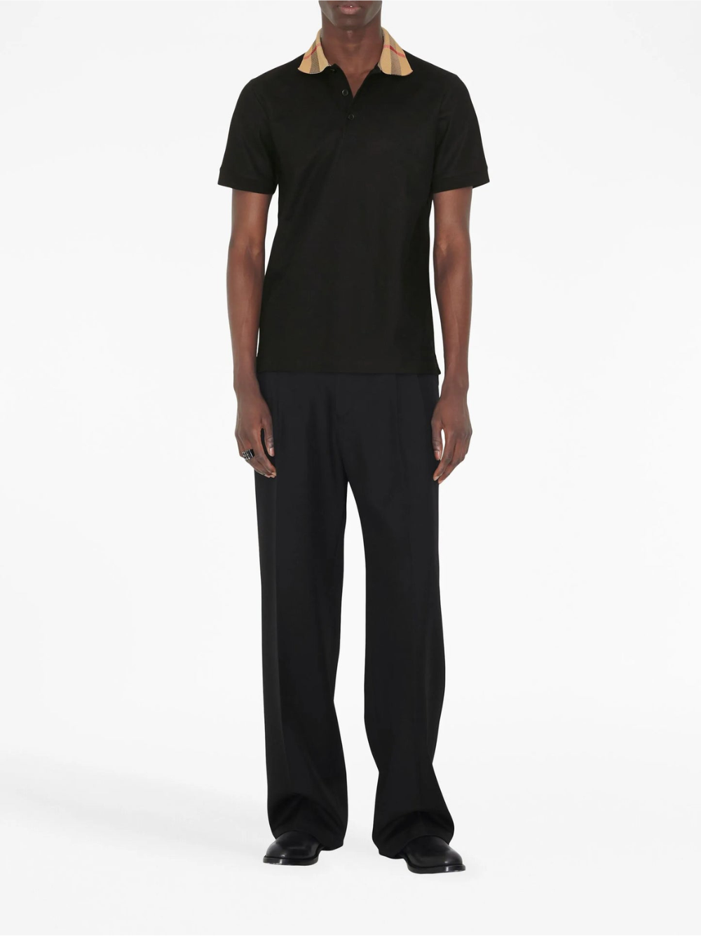 Burberry Vintage Check Print Collar Polo Shirt Black