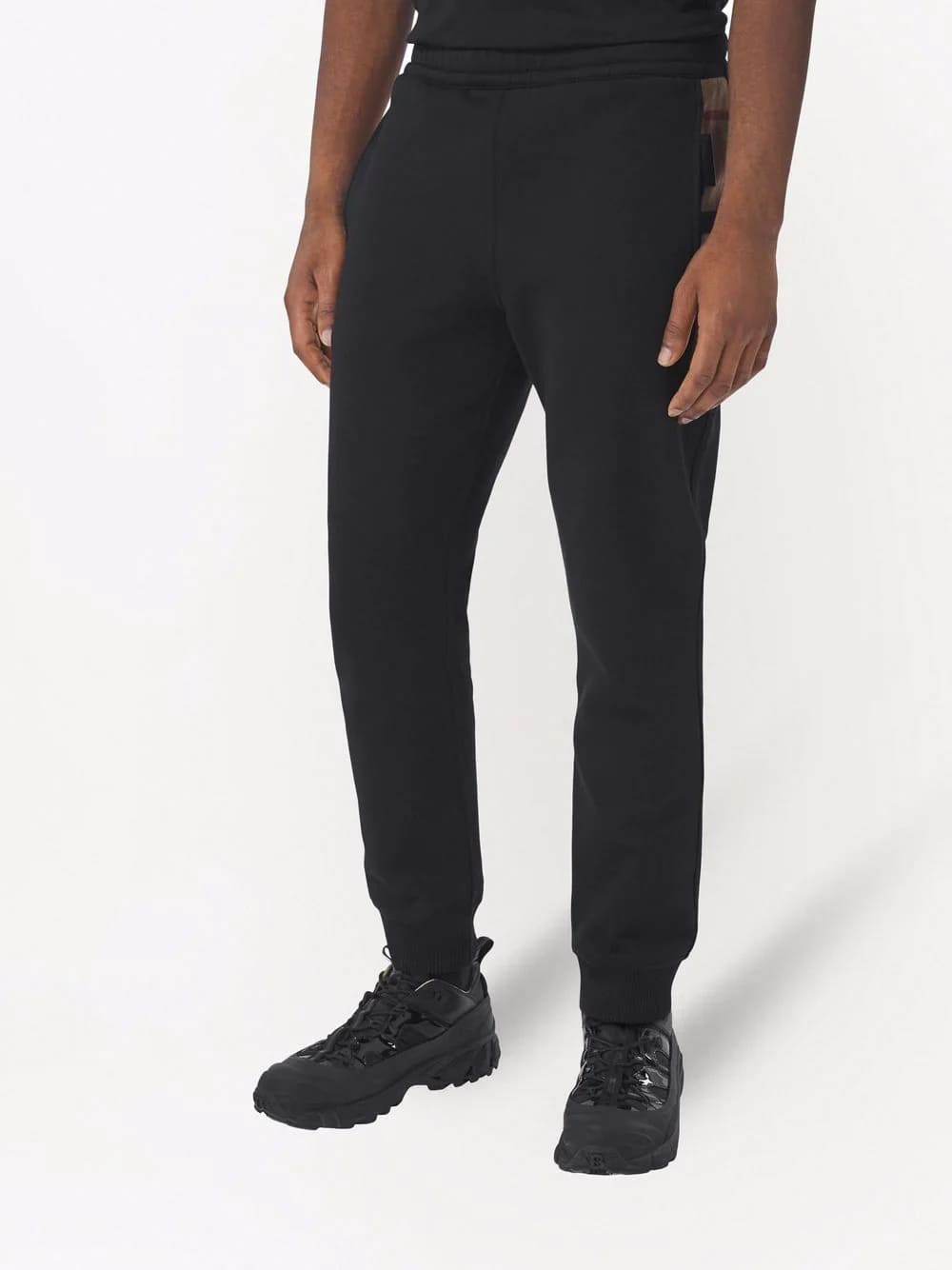 Burberry Check Panel Jogging Pants Black