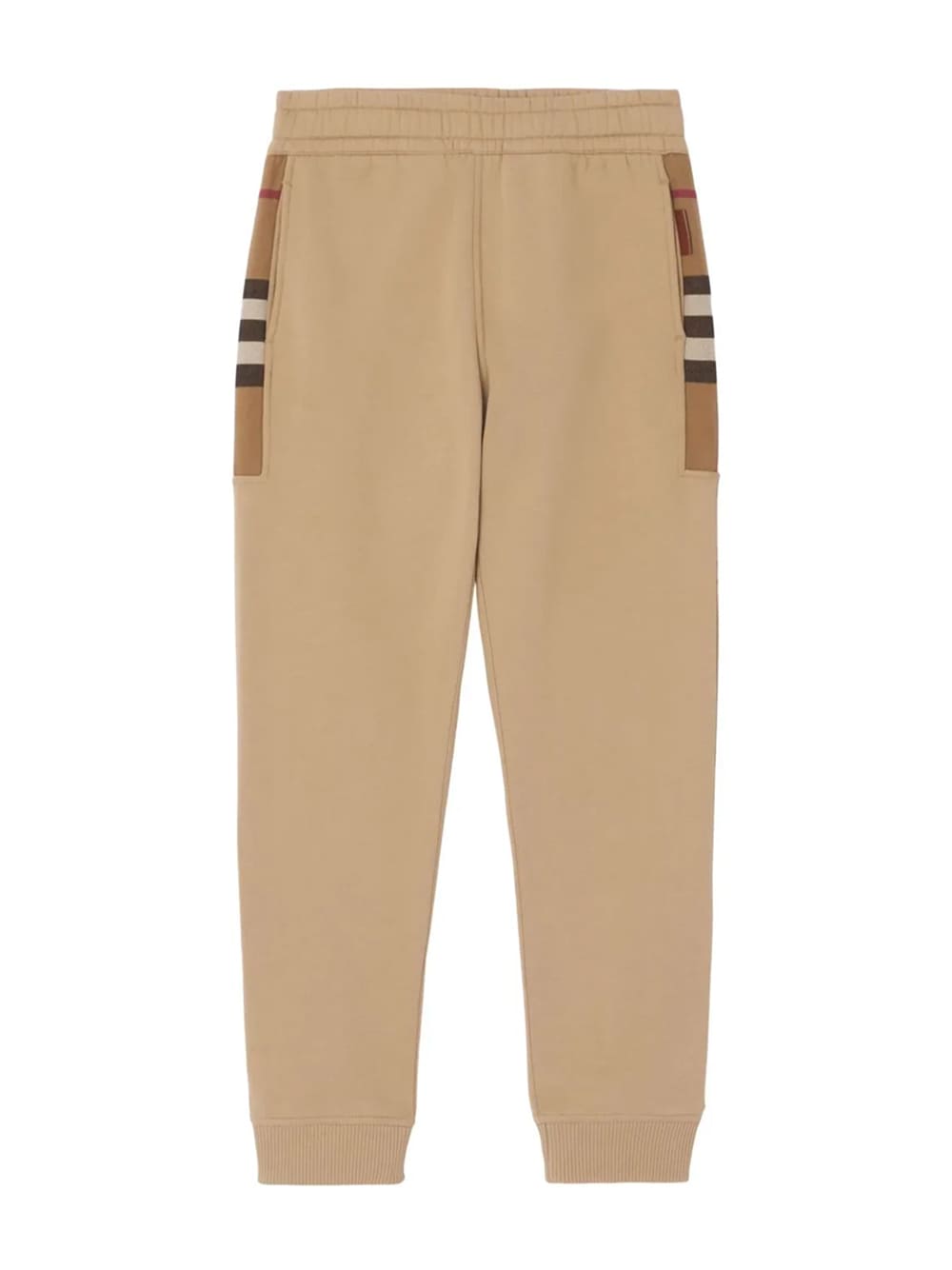 Burberry Check Panel Jogging Pants Camel Brown