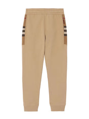 Burberry Check Panel Jogging Pants Camel Brown