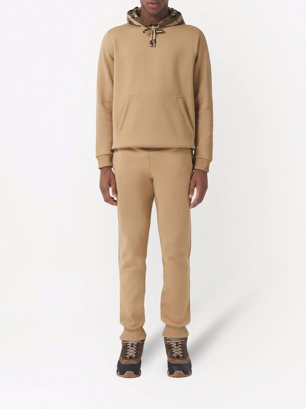 Burberry Check Panel Jogging Pants Camel Brown