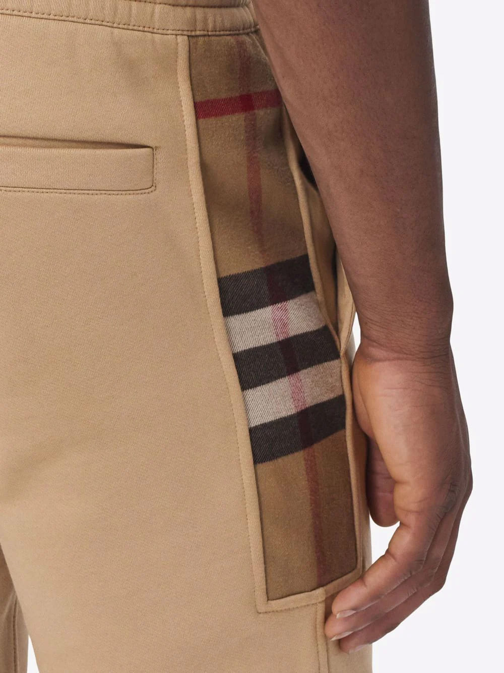Burberry Check Panel Jogging Pants Camel Brown