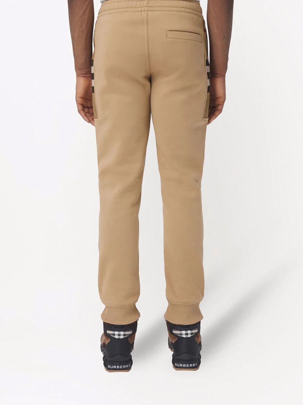 Burberry Check Panel Jogging Pants Camel Brown