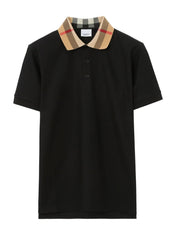 Burberry Vintage Check Print Collar Polo Shirt Black