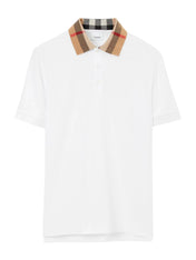 Burberry Vintage Check Print Collar Polo Shirt White