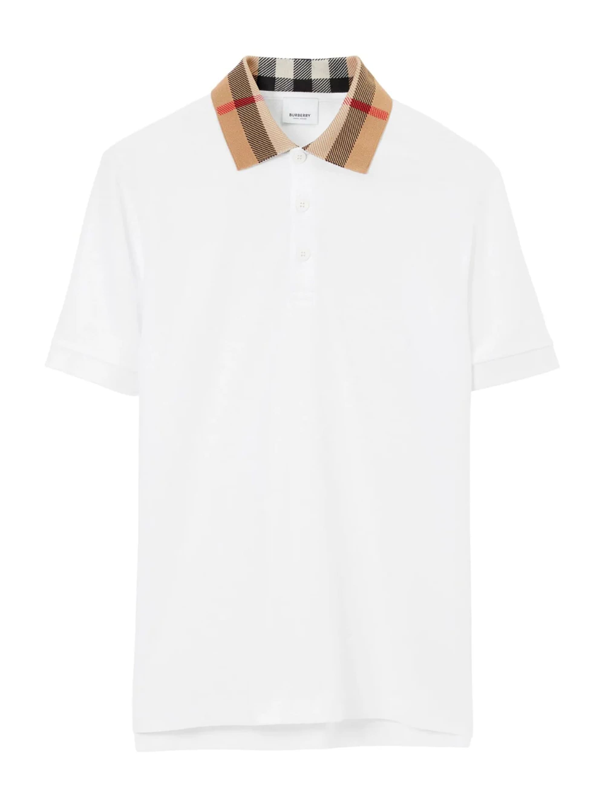 Burberry Vintage Check Print Collar Polo Shirt White