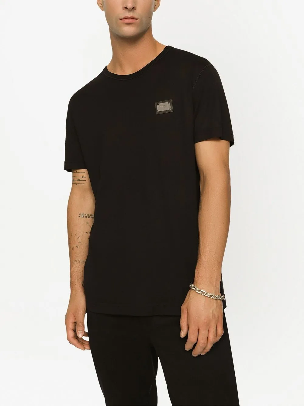 Dolce & Gabbana Silver Plaque Logo T-Shirt Black