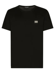 Dolce & Gabbana Silver Plaque Logo T-Shirt Black