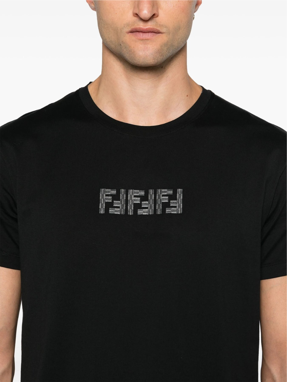 Fendi FF Labyrinth Embroidered T-Shirt Black