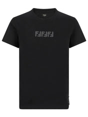Fendi FF Labyrinth Embroidered T-Shirt Black