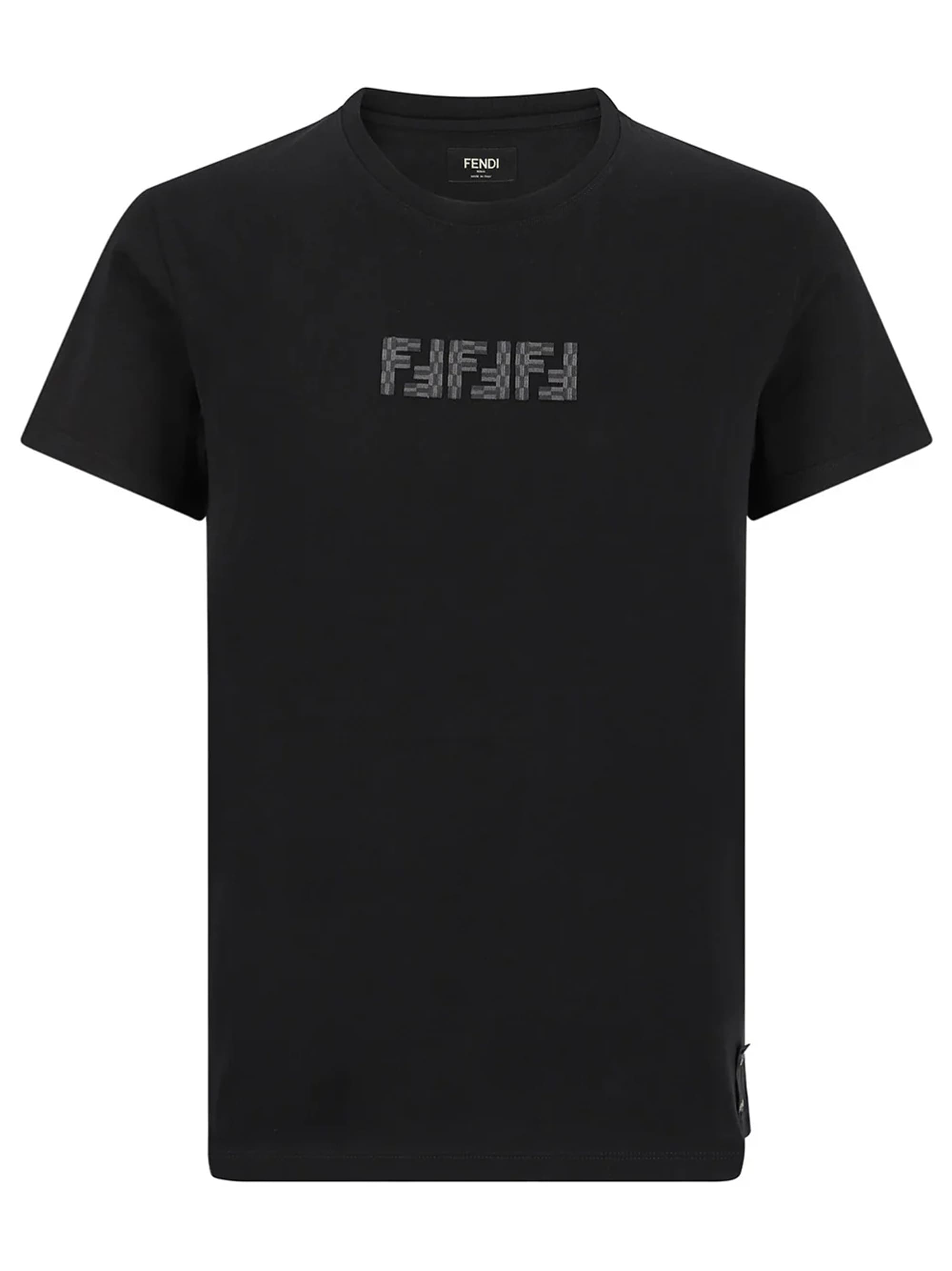 Fendi FF Labyrinth Embroidered T-Shirt Black
