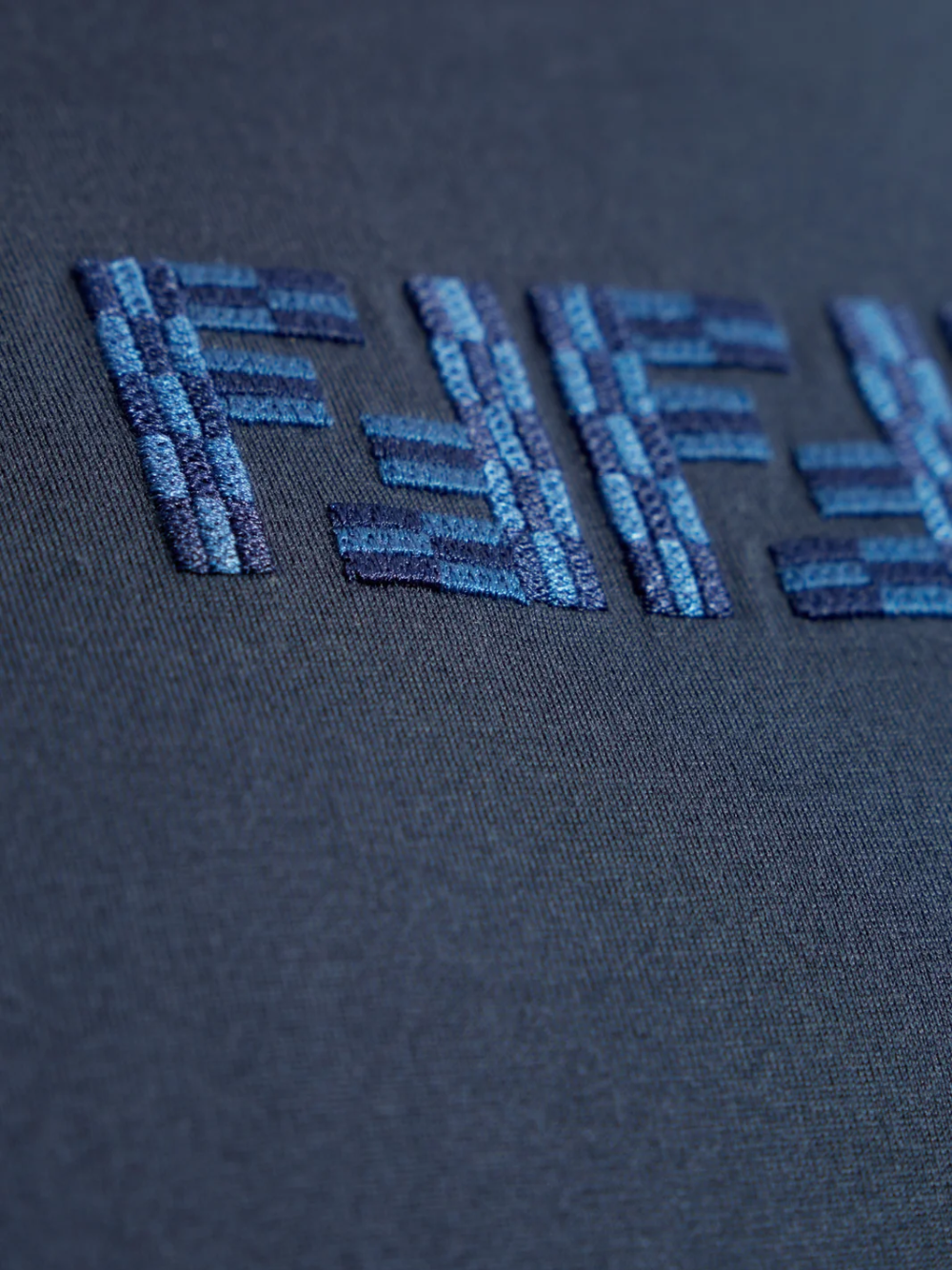 Fendi Embroidered FF Fendi Logo T-Shirt Navy Blue
