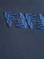 Fendi Embroidered FF Fendi Logo T-Shirt Navy Blue