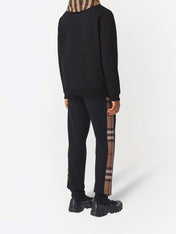 Burberry Check Trim Hooded Cotton Sweatshirt Black