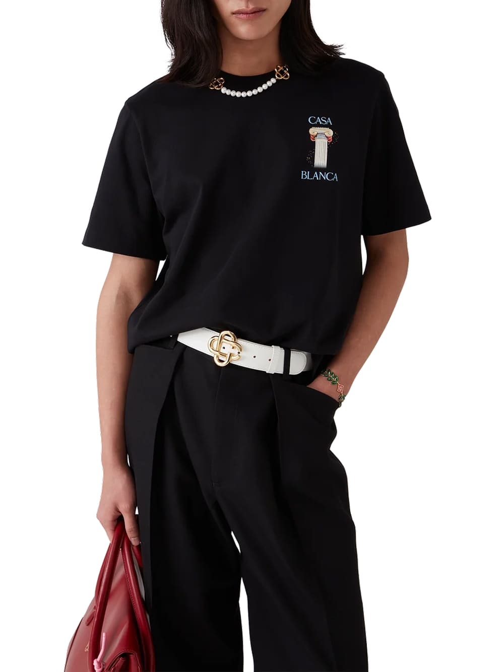 Casablanca La Colonne Short-Sleeve T-Shirt Black