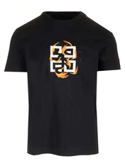Givenchy 4G Dragon Flames Fire  Logo Cotton T-shirt Black