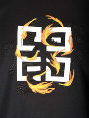 Givenchy 4G Dragon Flames Fire  Logo Cotton T-shirt Black