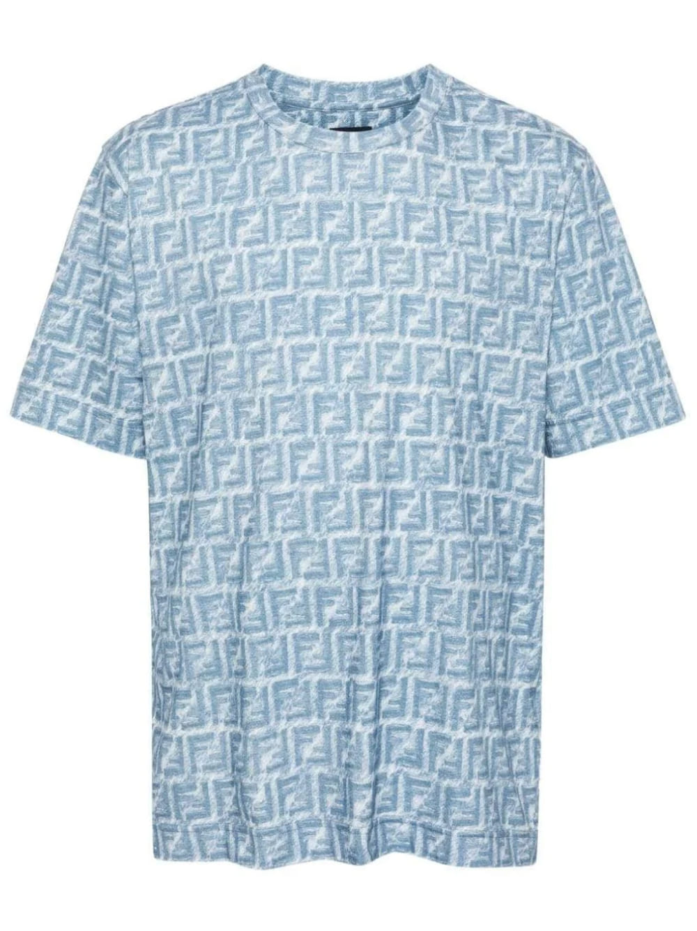 Fendi Fringed Effect FF Print Oversized T-Shirt Blue