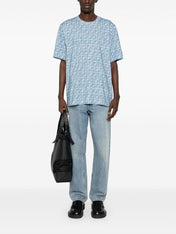 Fendi Fringed Effect FF Print Oversized T-Shirt Blue