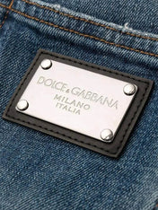Dolce & Gabbana Logo Plaque Slim Fit Cotton Jeans
