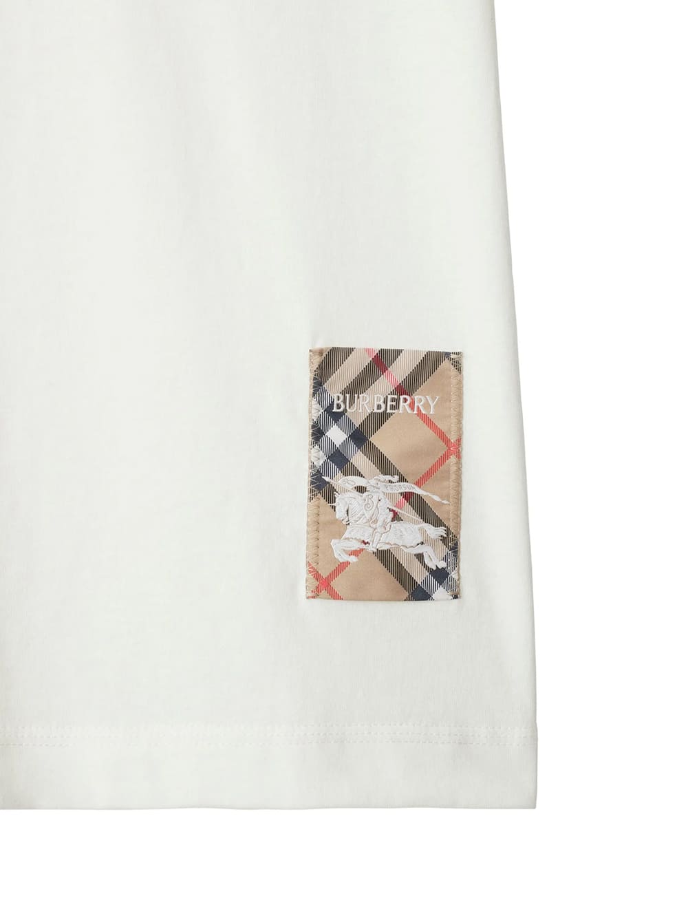 Burberry Check-Logo Patch Cotton T-Shirt White