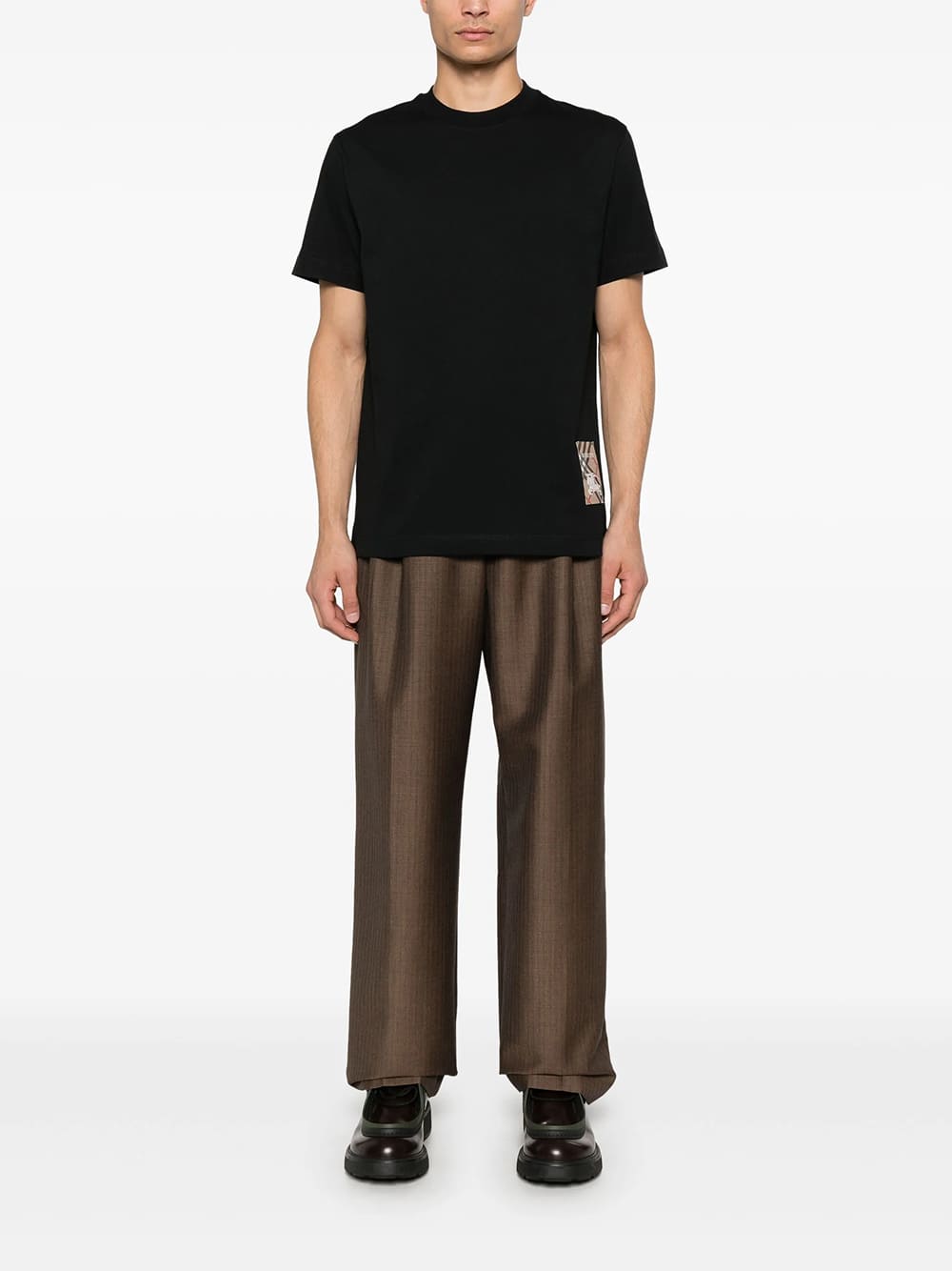 Burberry Check-Logo Patch Cotton T-Shirt Black