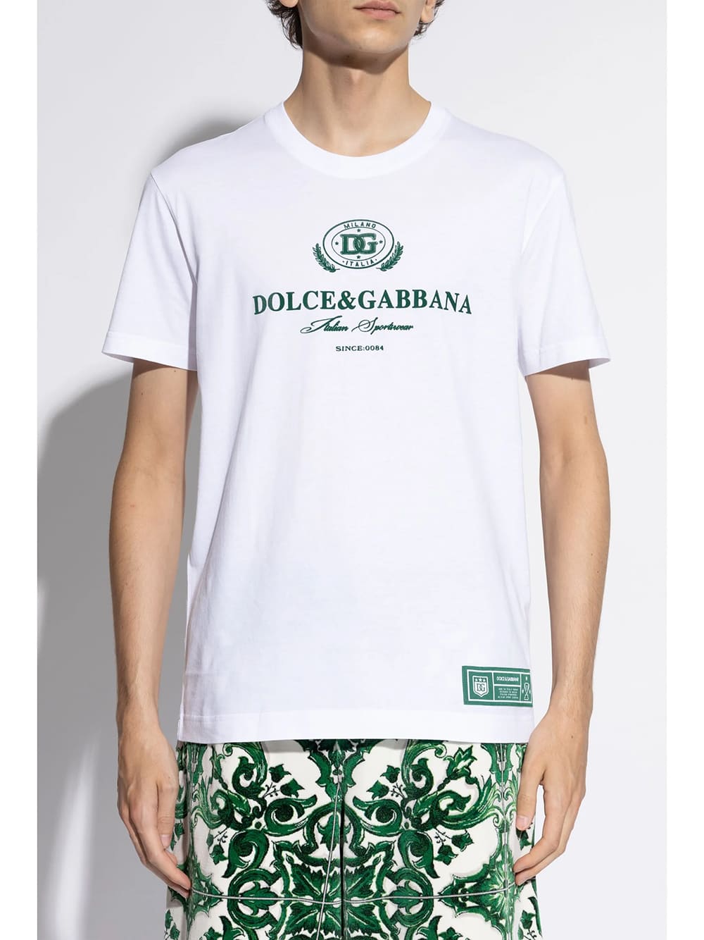 Dolce & Gabbana Italian Sportswear Logo-Print Cotton T-Shirt White