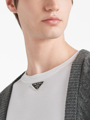Prada Logo Plaque Cotton T-Shirt White