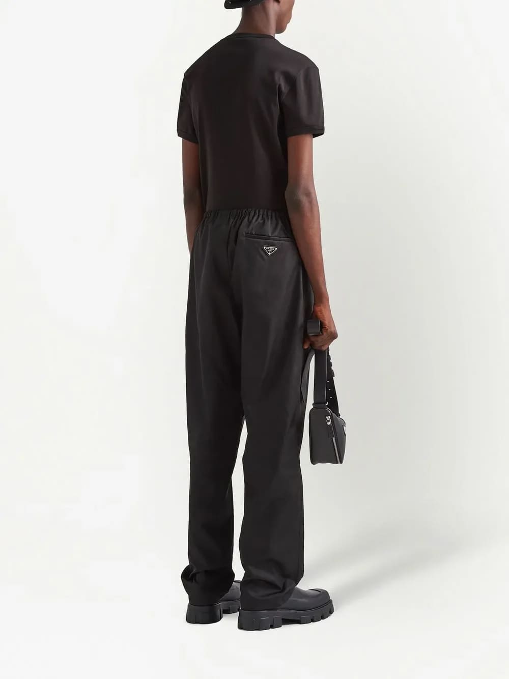 Prada Logo Plaque Cotton T-Shirt Black