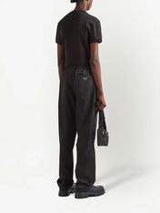 Prada Logo Plaque Cotton T-Shirt Black