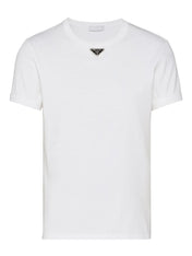 Prada Logo Plaque Cotton T-Shirt White