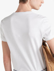 Prada Logo Plaque Cotton T-Shirt White