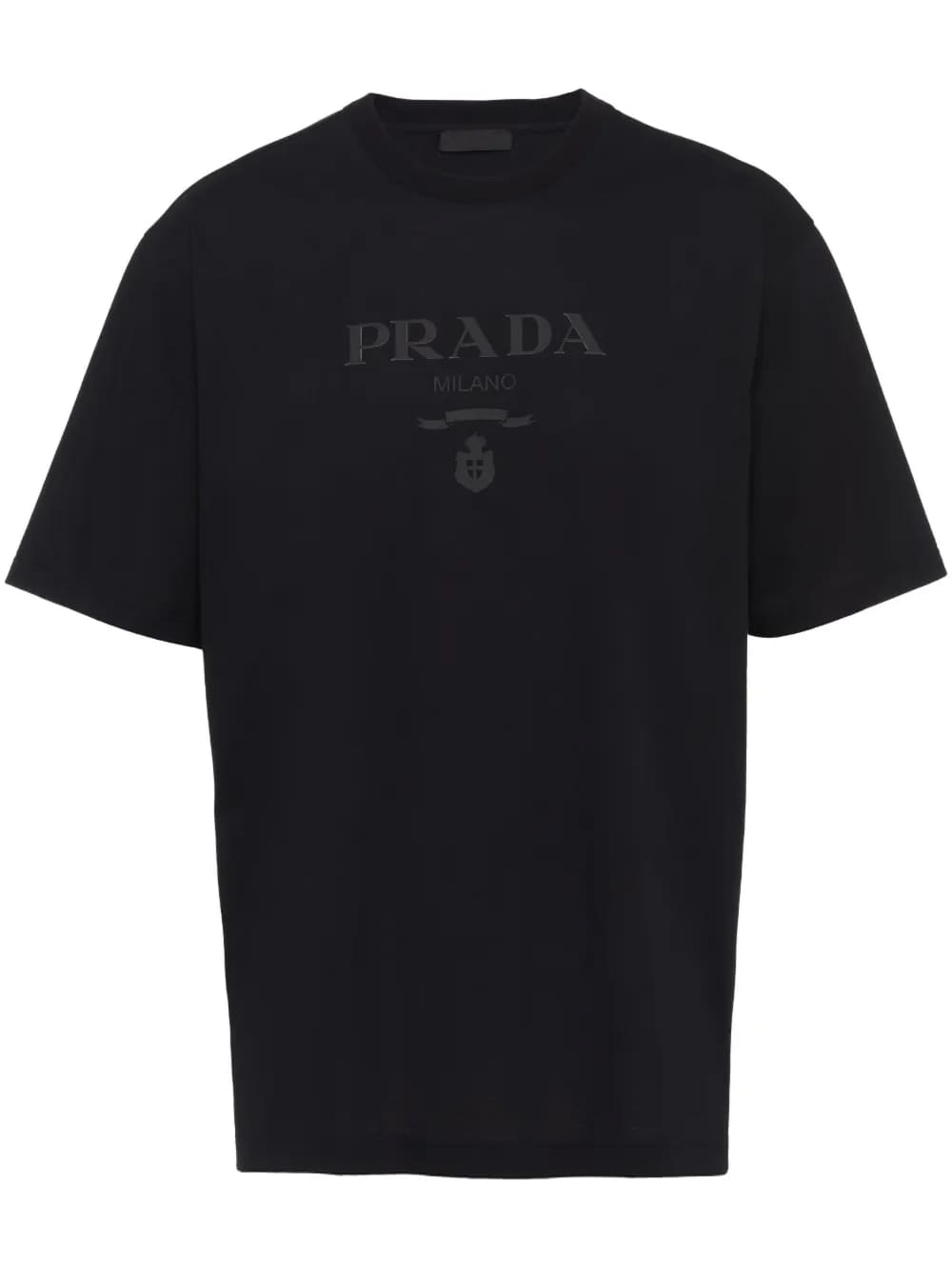 Prada Raised-Logo Cotton T-Shirt Black