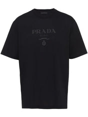 Prada Raised-Logo Cotton T-Shirt Black