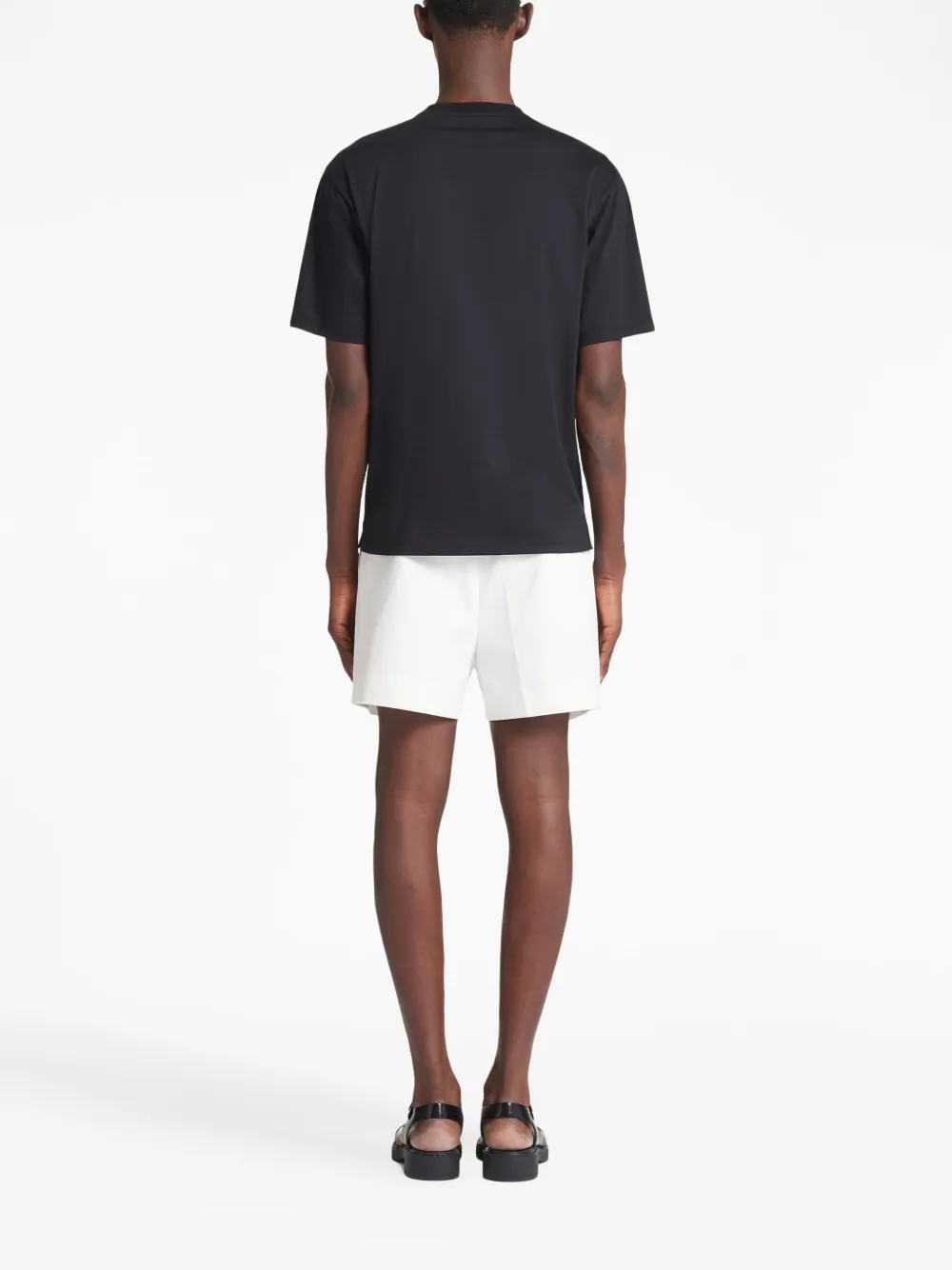 Prada Raised-Logo Cotton T-Shirt Black