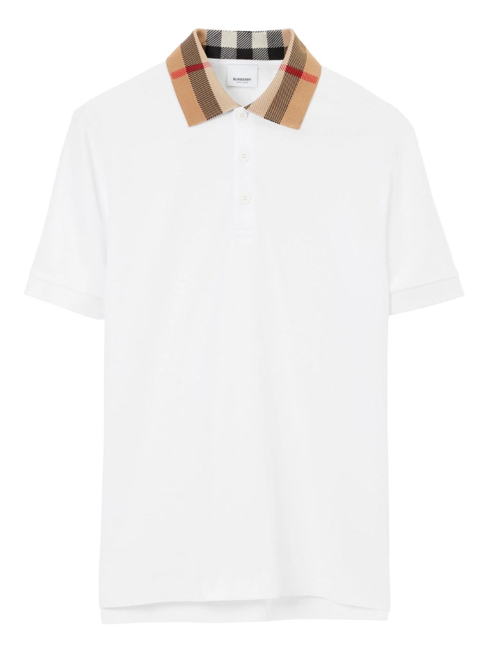 Burberry Vintage Check Print Collar Polo Shirt White