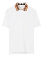 Burberry Vintage Check Print Collar Polo Shirt White