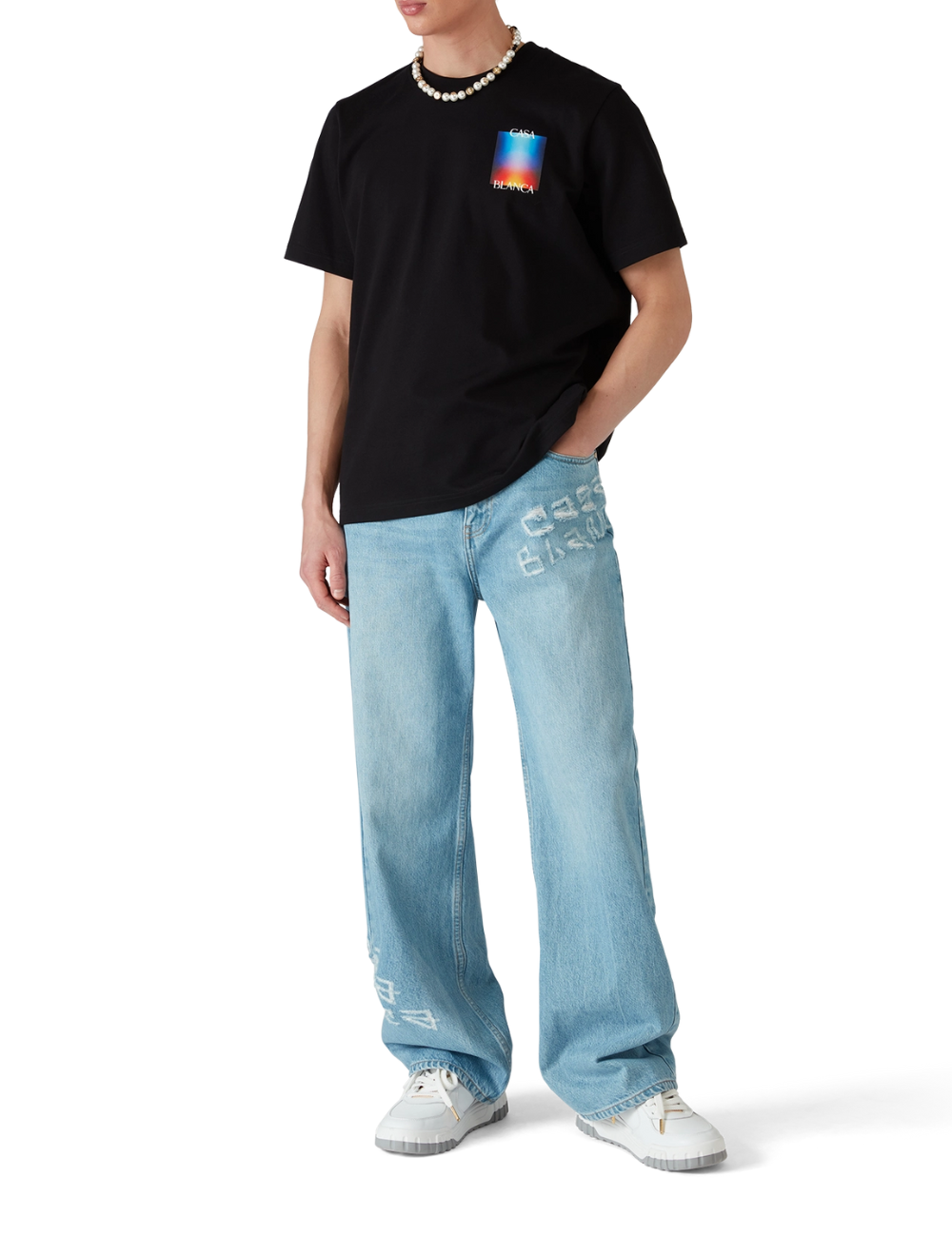 Casablanca Exclusive Gradient Casa Logo T-Shirt Black