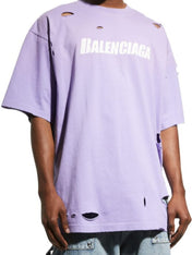 Balenciaga Distressed T-Shirt Purple