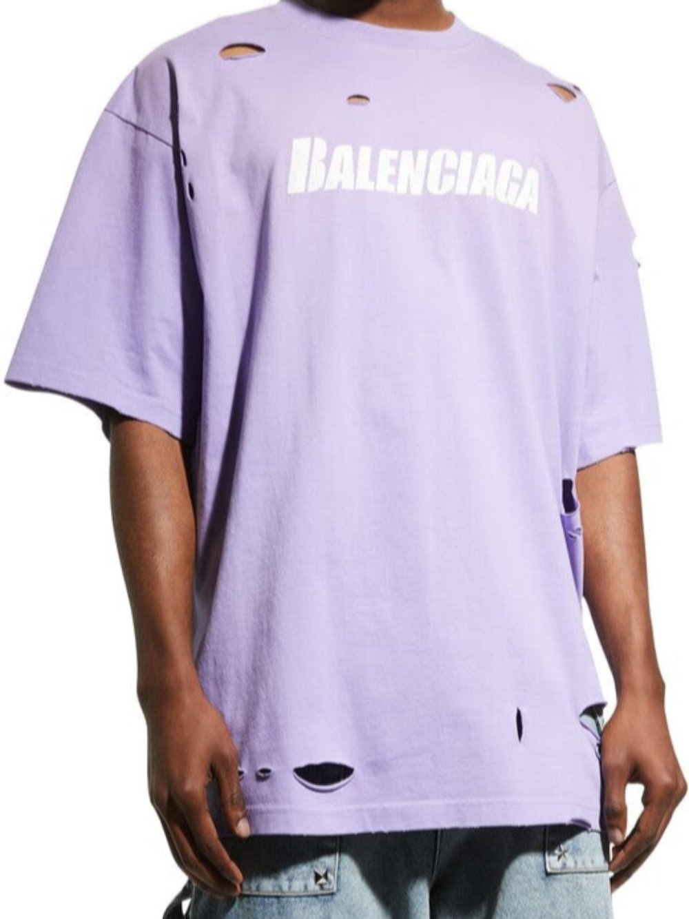 Balenciaga Distressed T-Shirt Purple