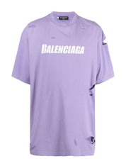 Balenciaga Distressed T-Shirt Purple