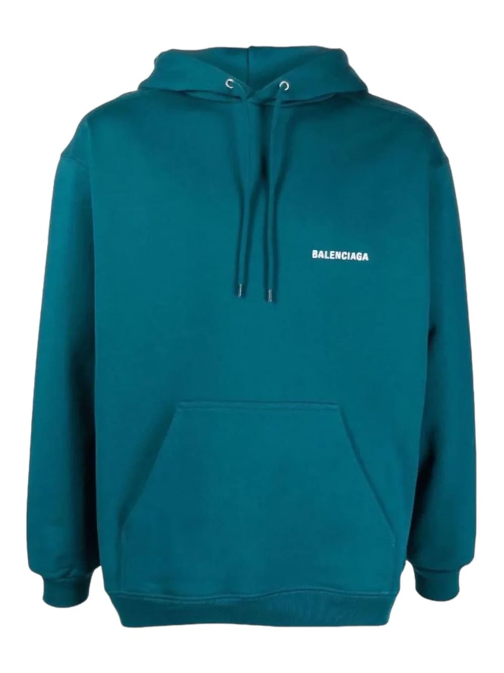 Balenciaga Logo Embroidered Hooded Sweatshirt Teal