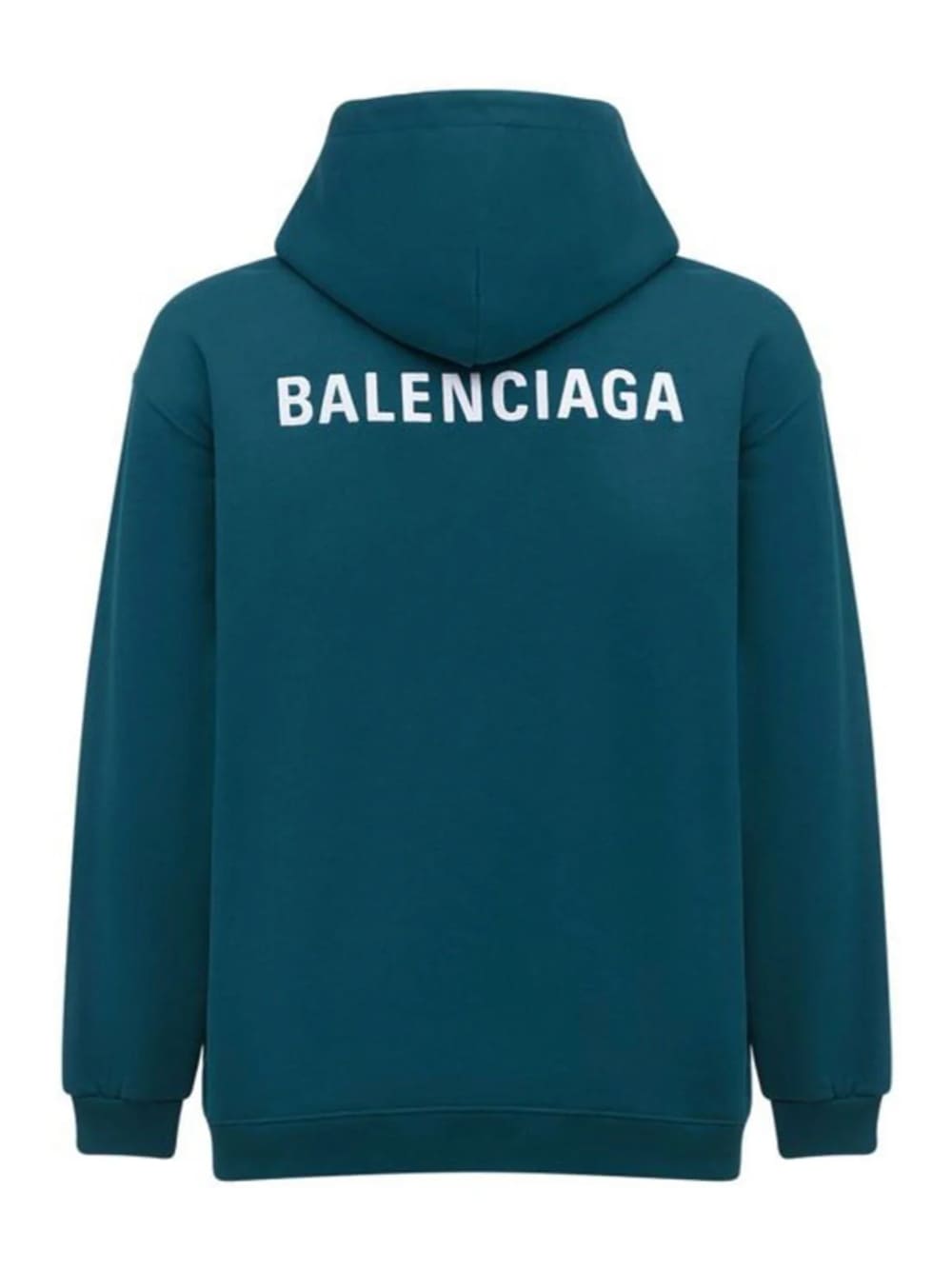 Balenciaga Logo Embroidered Hooded Sweatshirt Teal