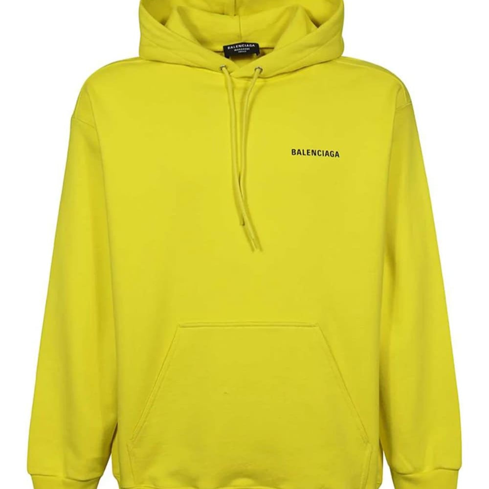 Balenciaga Logo Hooded Sweatshirt Neon Yellow
