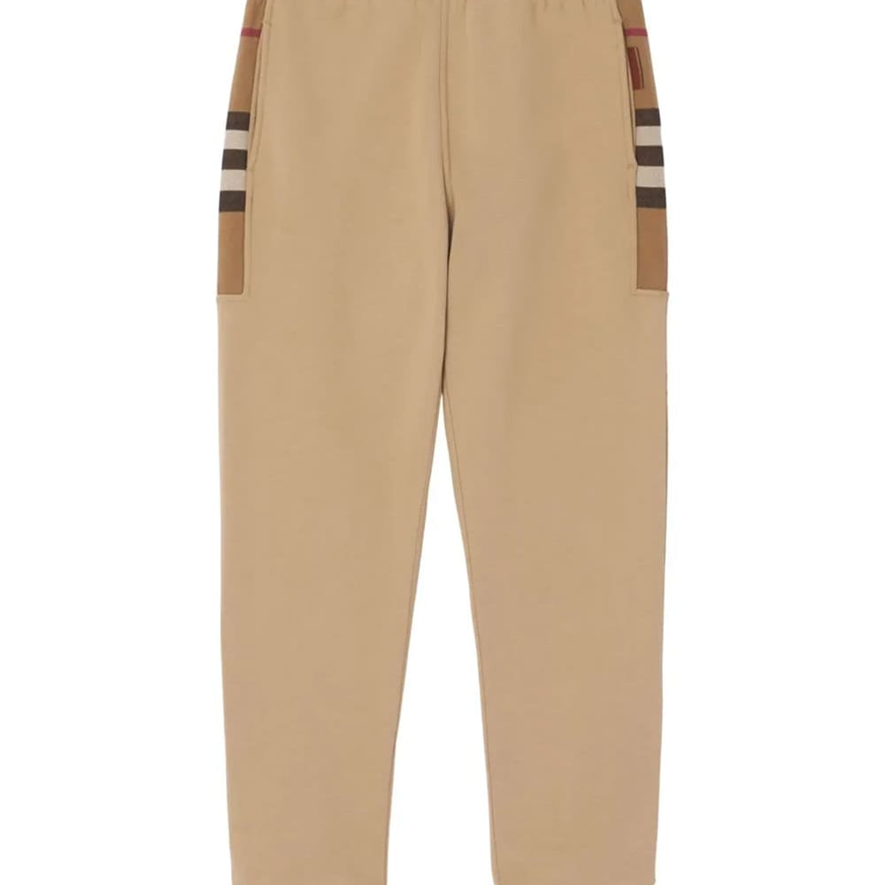Burberry Check Panel Jogging Pants Camel Brown