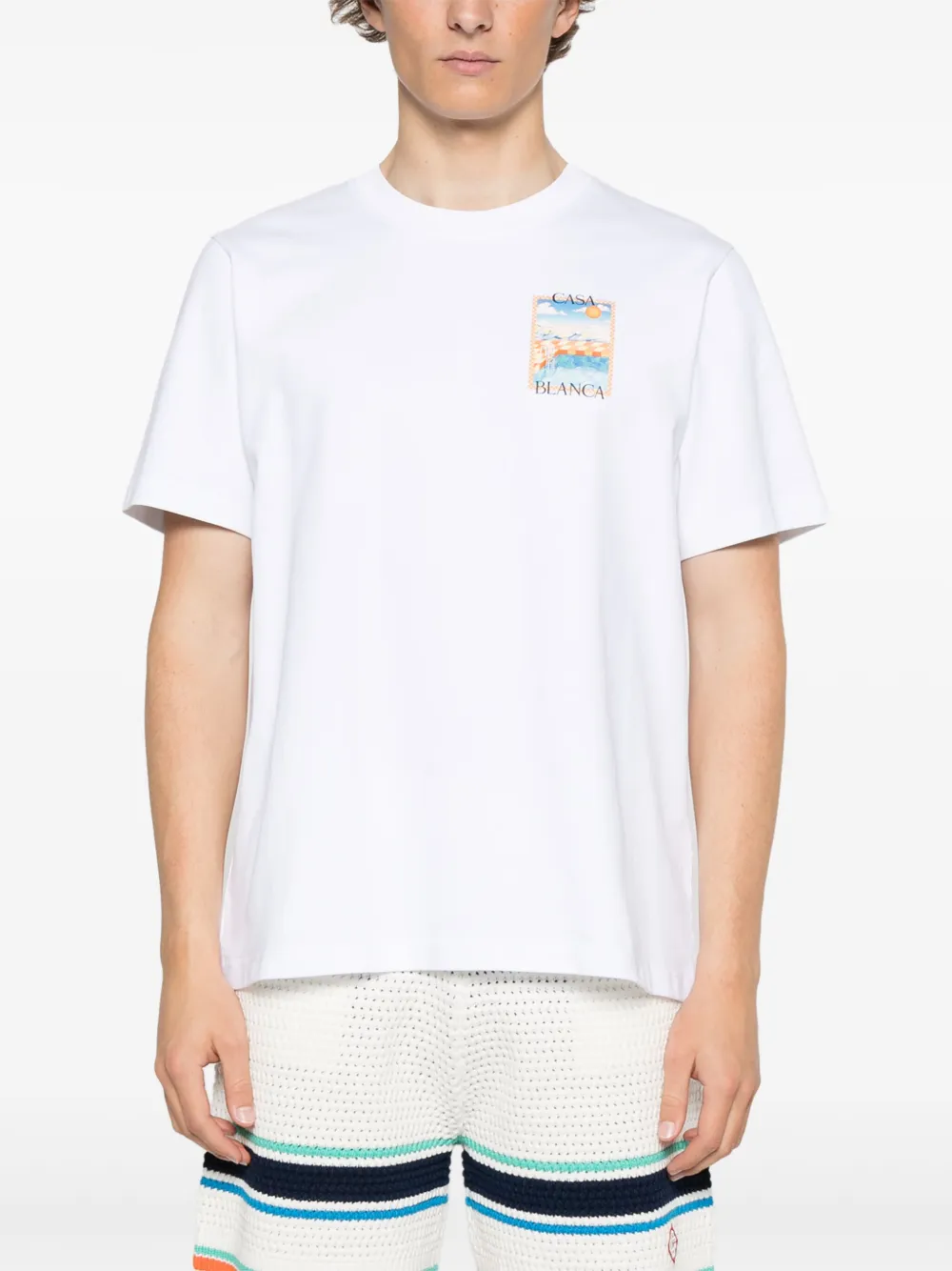 Casablanca Surreal Pool Crewneck Cotton-Jersey T-Shirt