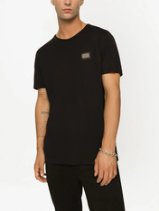 Dolce & Gabbana Silver Plaque Logo T-Shirt Black