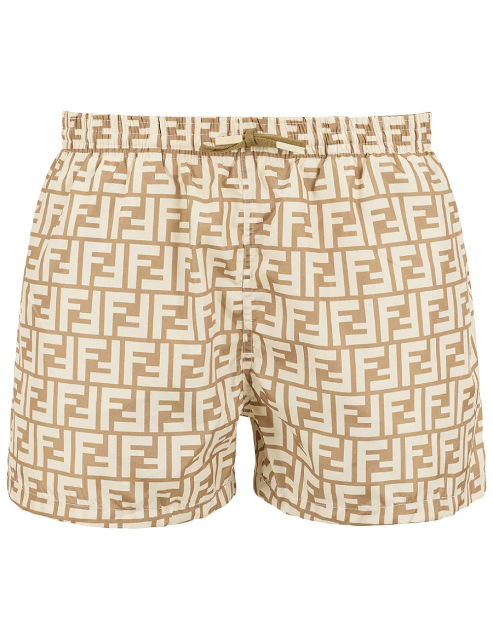 Fendi FF Print Swim Shorts Beige