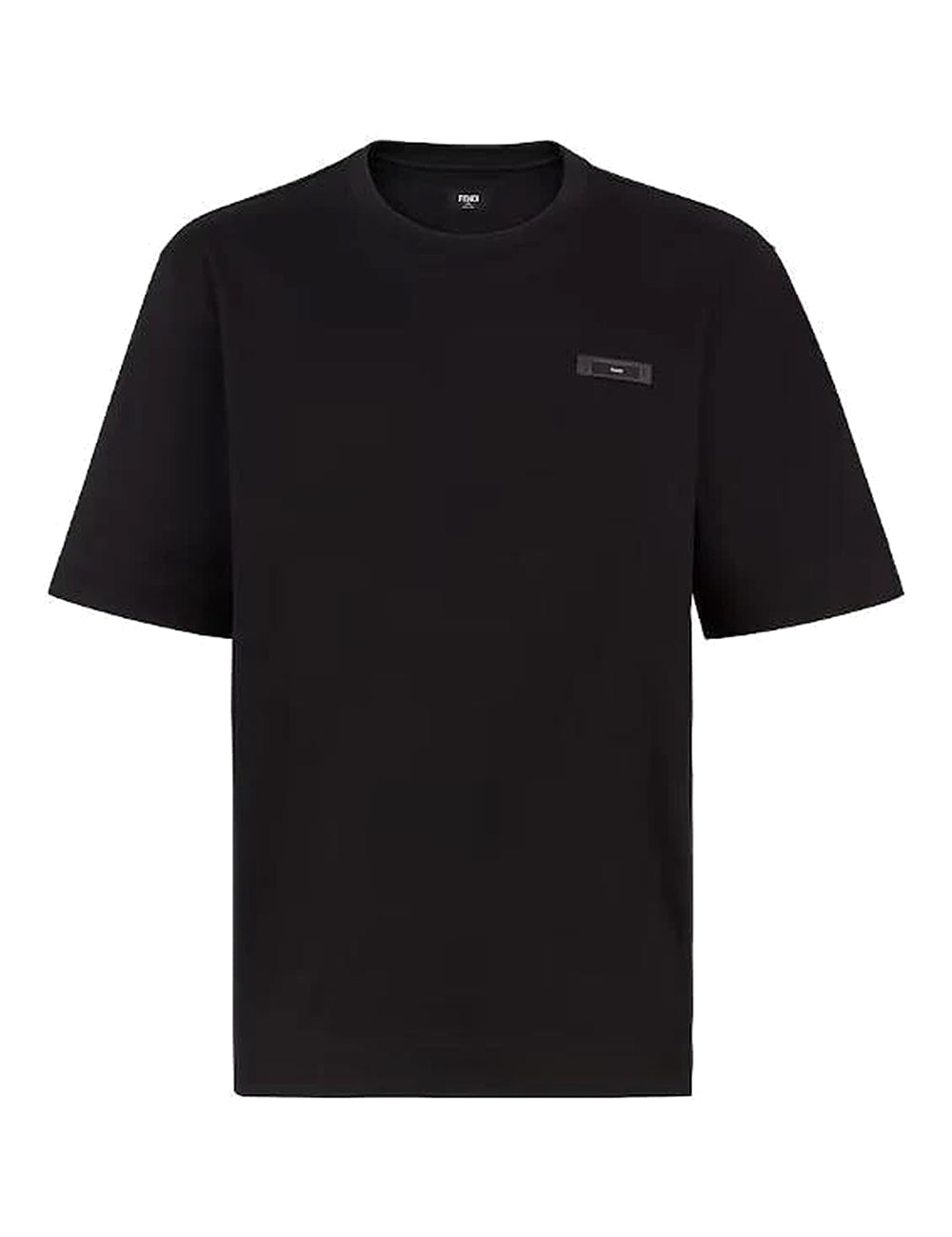 Fendi Logo Patch Crewneck T-Shirt Black | FY0936 AQJE